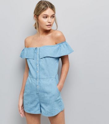 bardot denim playsuit