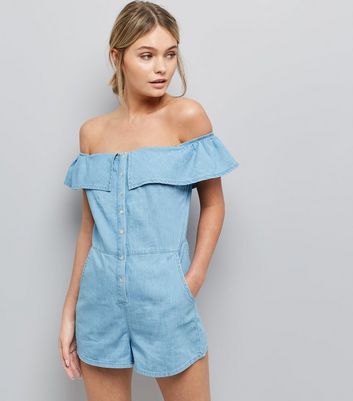 denim playsuit bardot