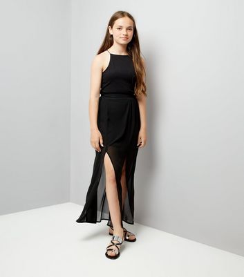 new look black maxi skirt