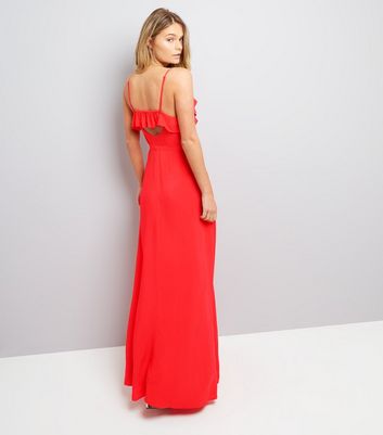 Red Frill Trim Maxi Dress New Look