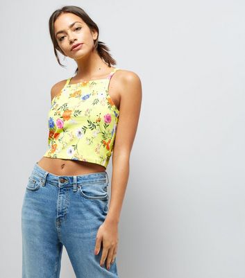 yellow floral print top