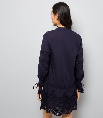 Navy Cut Out Tunic Dress New Look
