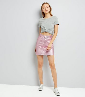 pink metallic skirt and top