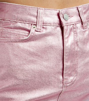 pink metallic jean skirt