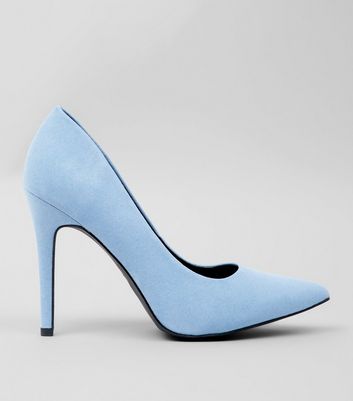 Wide Fit Pale Blue Suedette Heels | New 