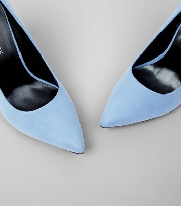 Wide Fit Pale Blue Suedette Heels | New 