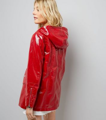 Red Patent Anorak New Look