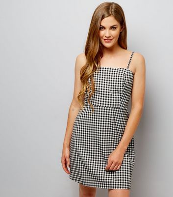 black and white check dress new look