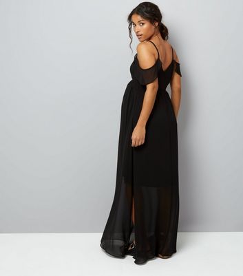 Maternity Black Cold Shoulder Maxi Dress New Look