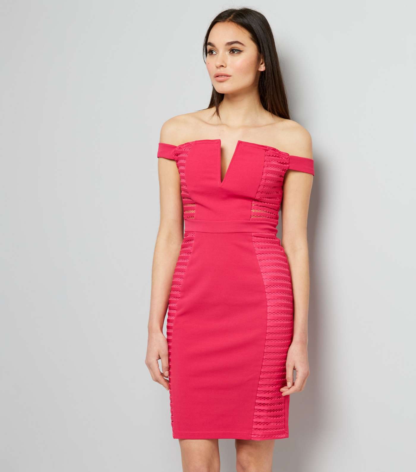 Parisian Bright Pink Cut Out Sides Bodycon Dress 