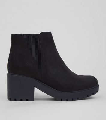 Teens Black Suedette Chunky Chelsea Boots New Look