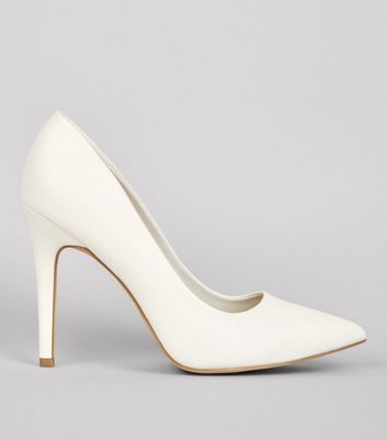 Wide Fit White Pointed Court Shoes 