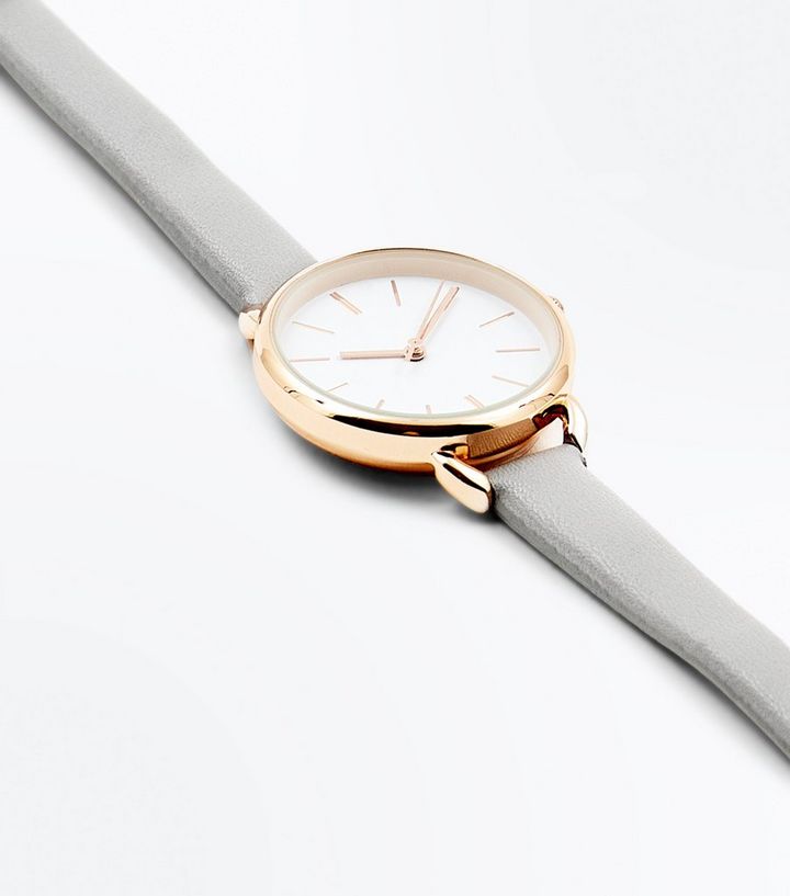 Montre A Bracelet Fin Gris Texture New Look