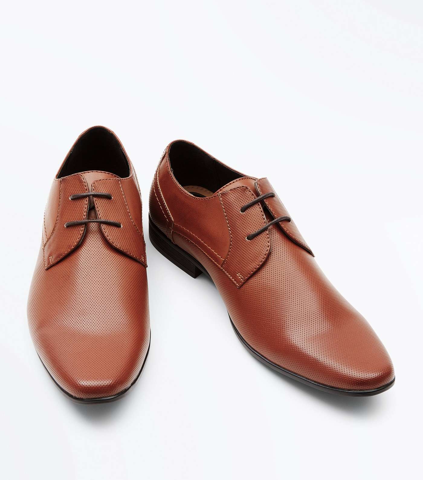 Tan Perforated Formal Shoes Image 3