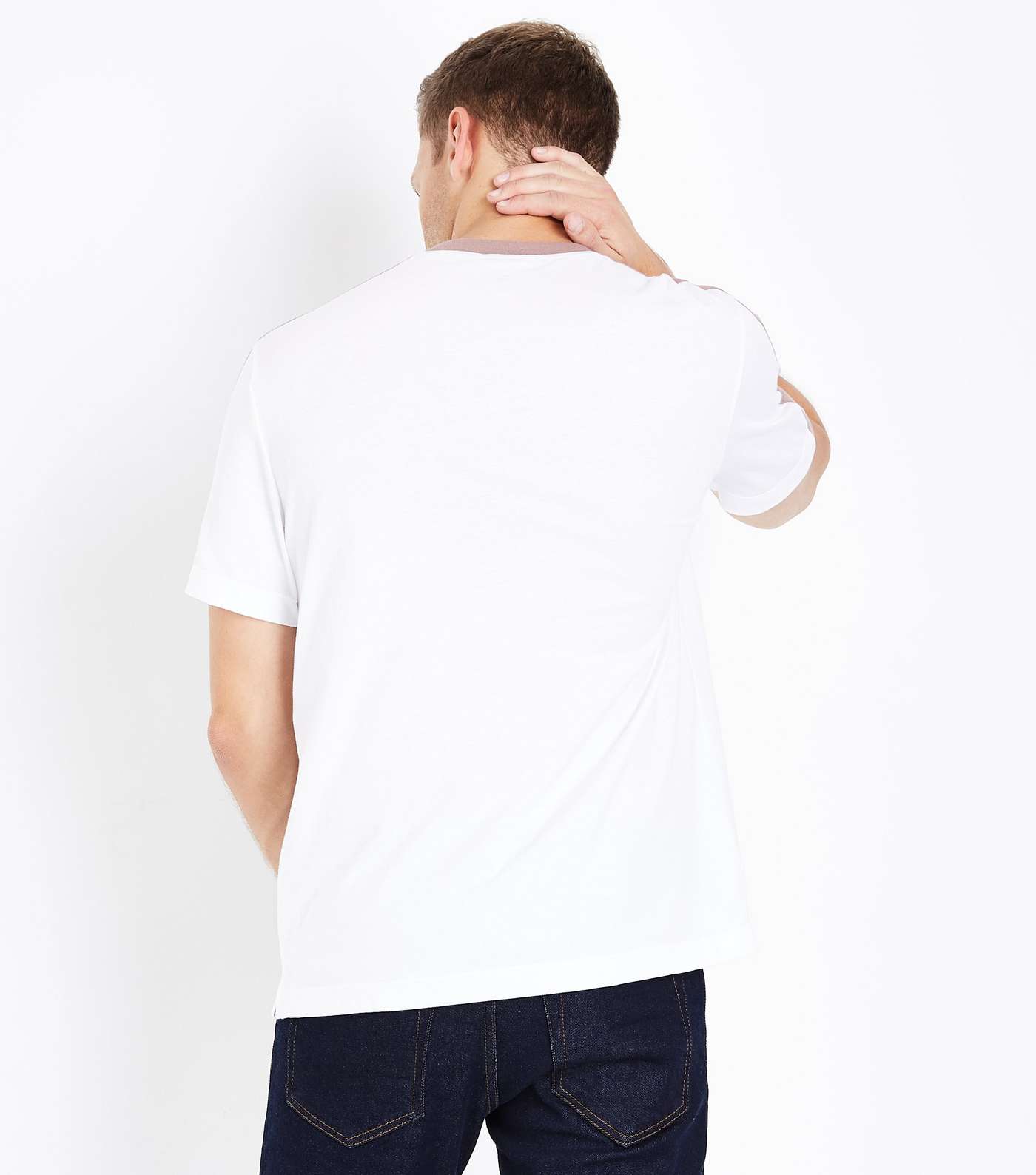 White Contrast Stripe T-Shirt Image 3