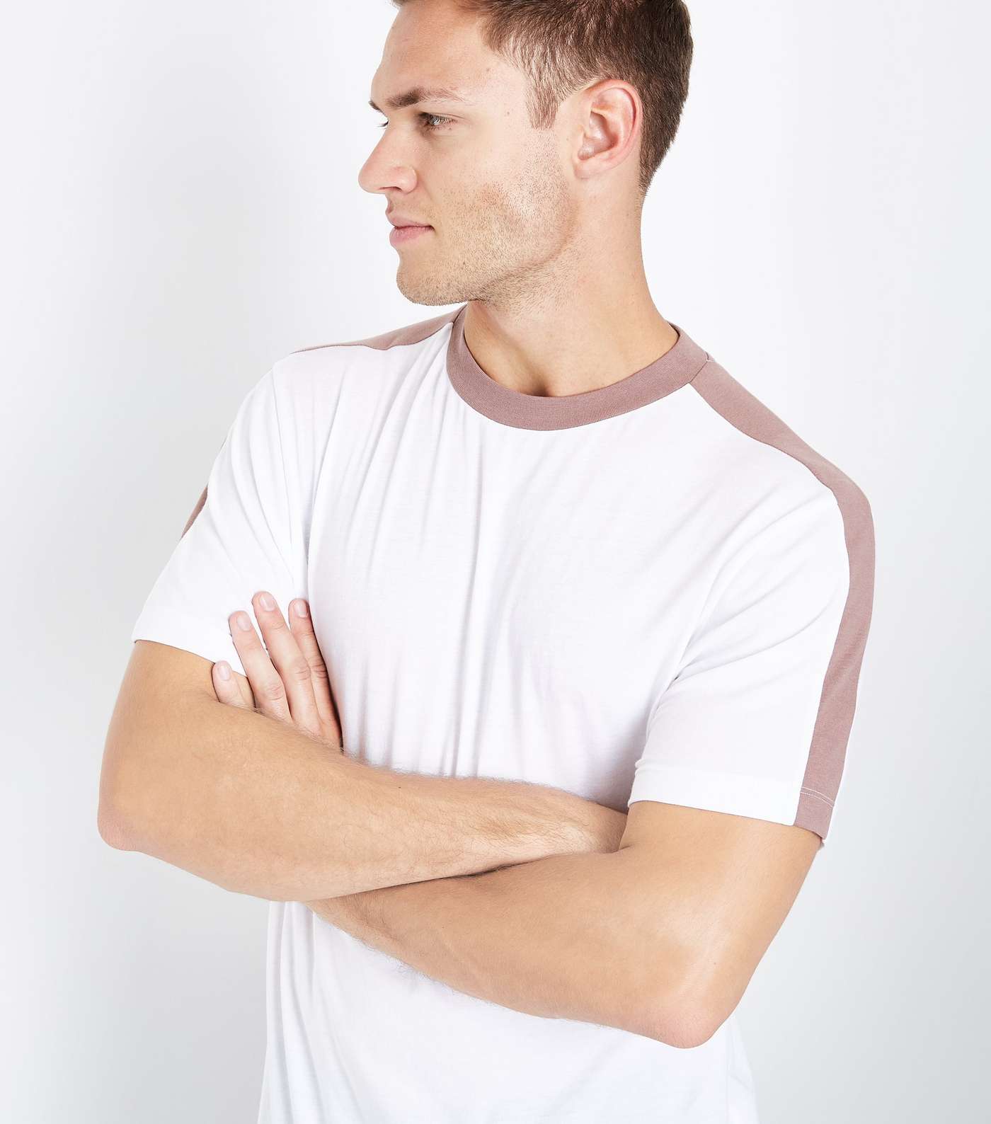 White Contrast Stripe T-Shirt Image 5