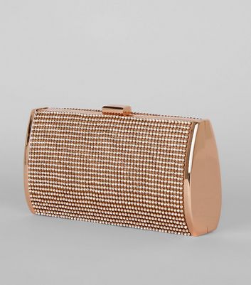 Rose gold diamante clutch Outlet
