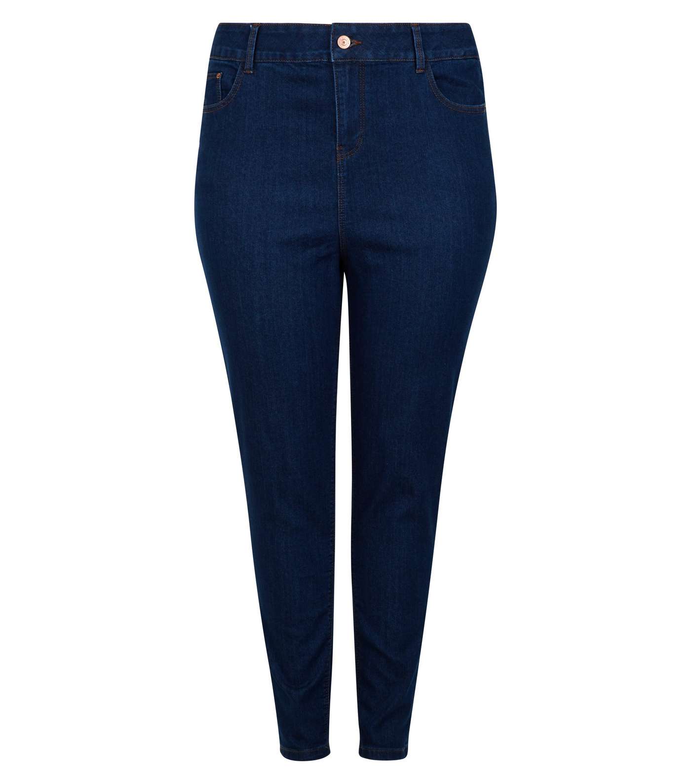 Curves Blue Mid Rise Skinny Jeans  Image 4