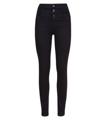 3 button high waisted skinny jeans