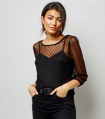 black dot mesh top