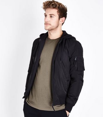 new look mens black bomber jacket