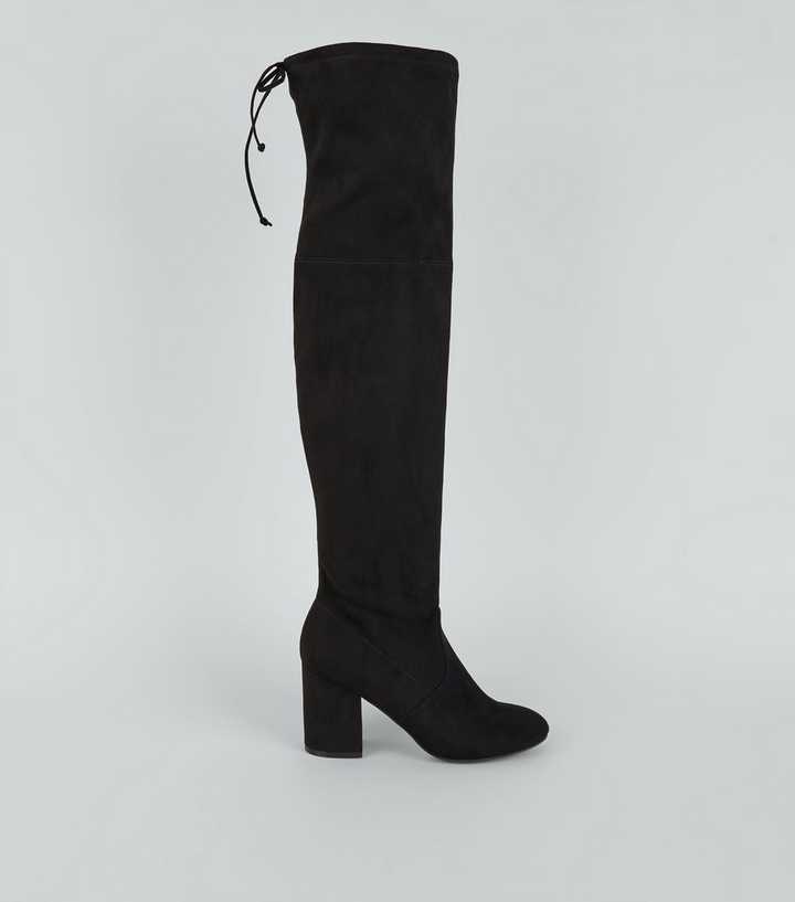 Black Suedette Over the Knee Boots