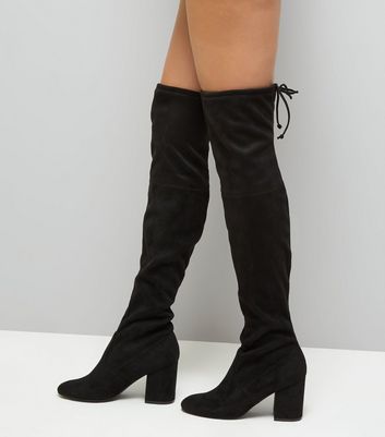 black over the knee boots new look