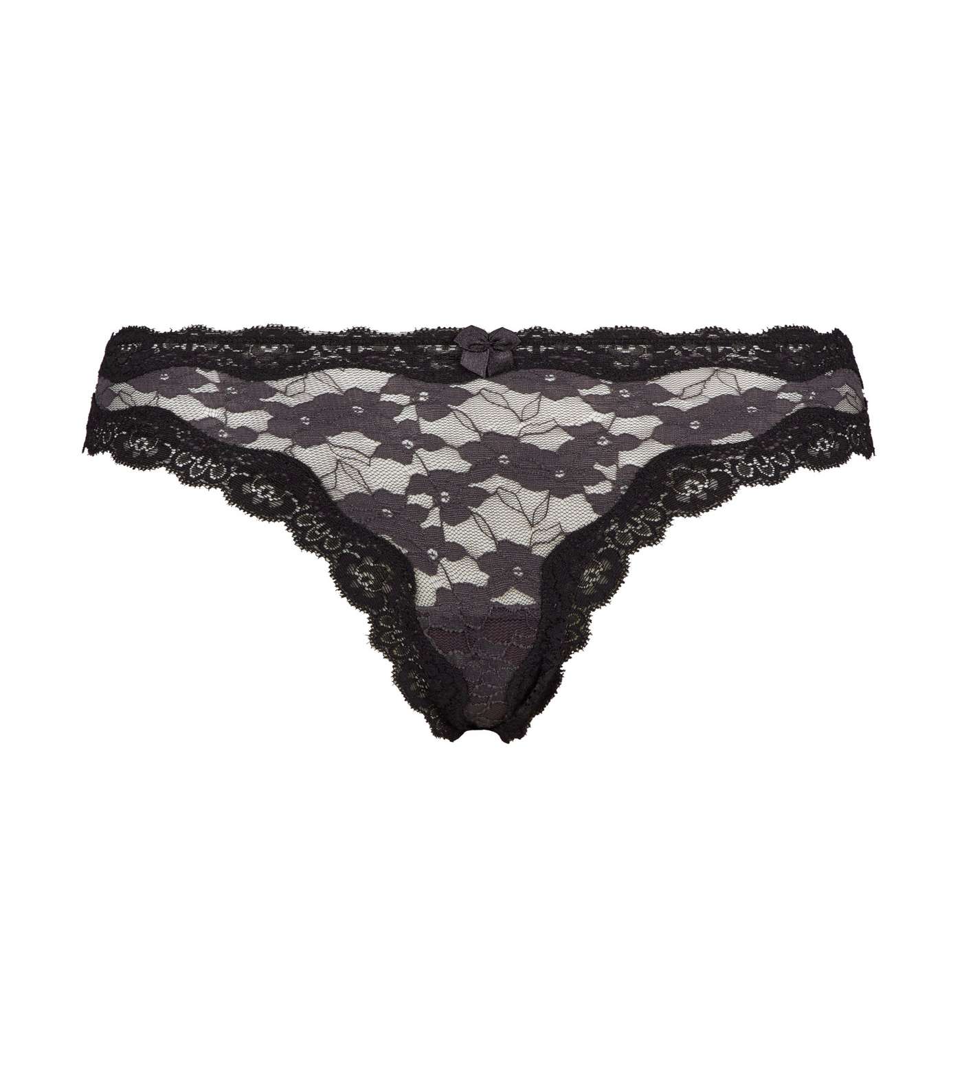 Dark Grey 2 Tone Lace Thong  Image 3