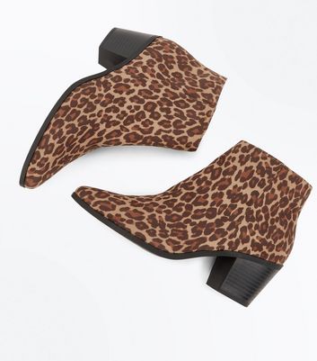 leopard print western ankle boots