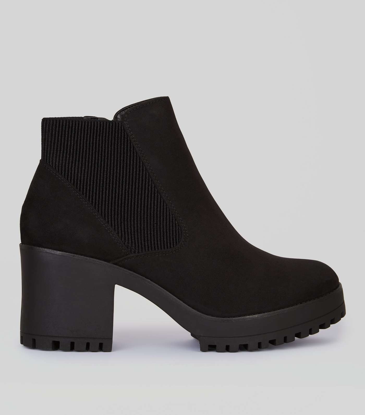 Black Suedette Chunky Chelsea Boots