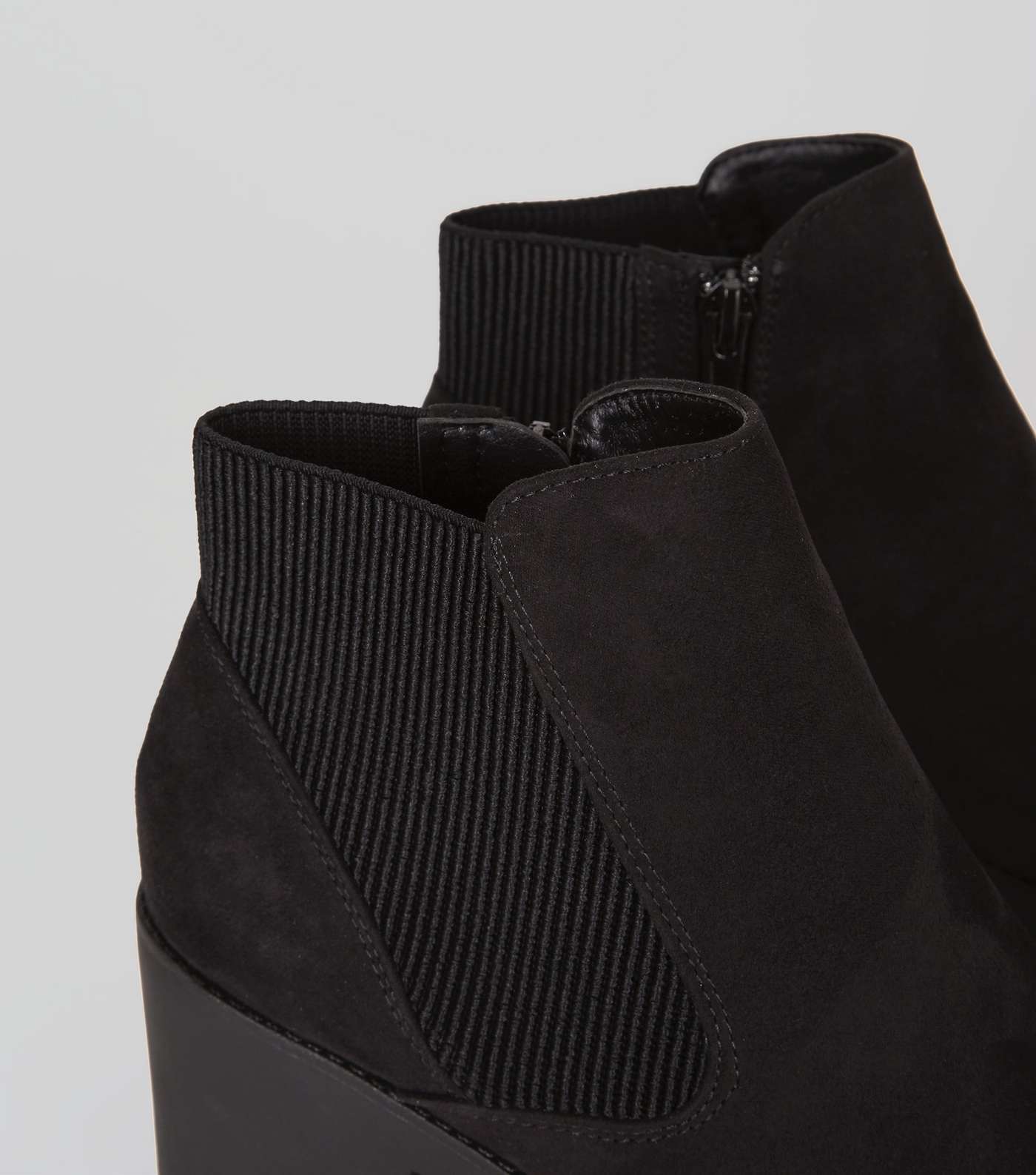Black Suedette Chunky Chelsea Boots Image 5