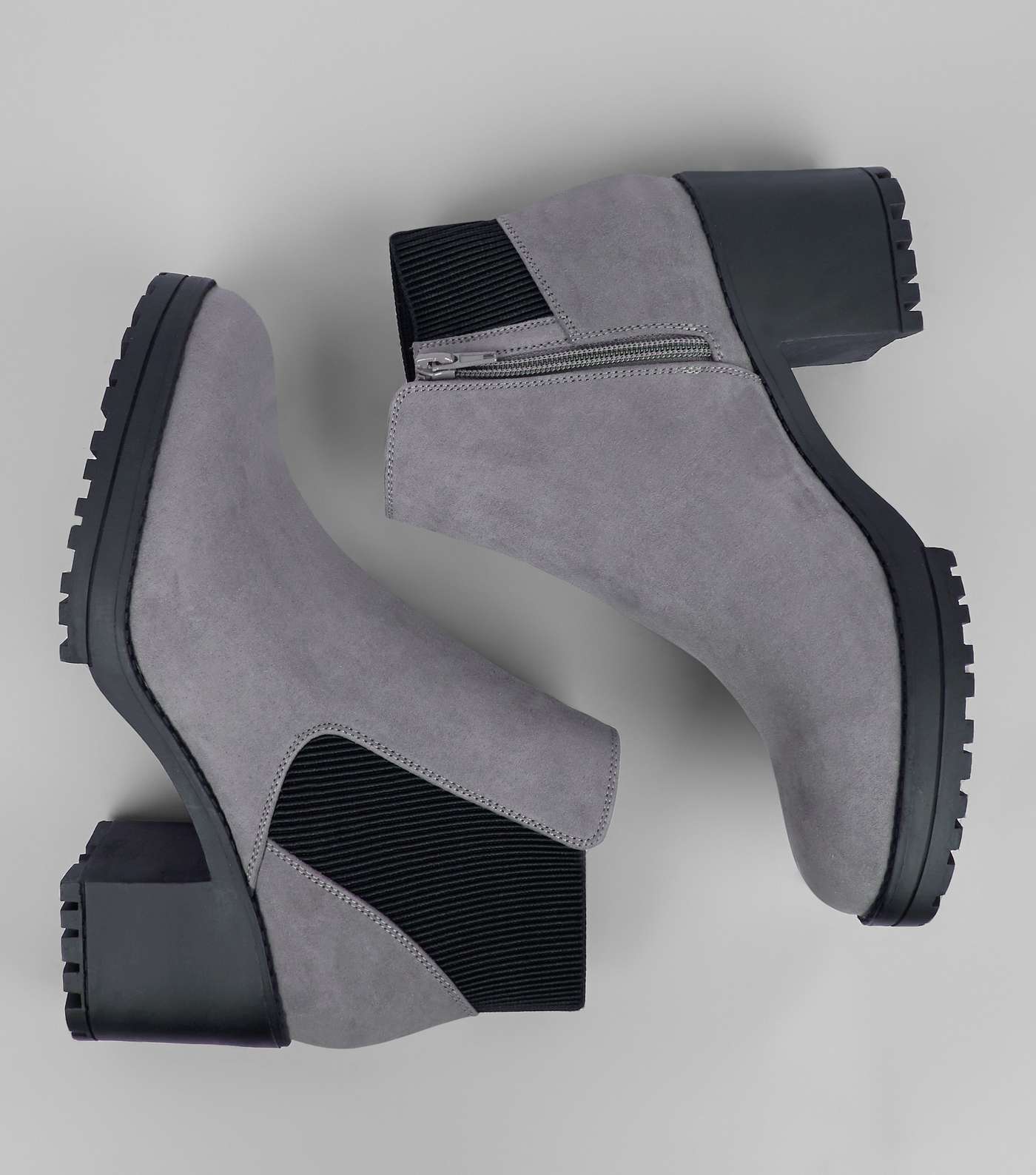 Grey Suedette Chunky Chelsea Boots Image 5