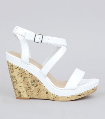White Multi Strap Wedge Sandals | New Look