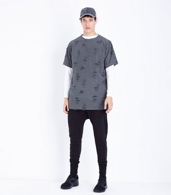 Grey Ripped T-Shirt New Look