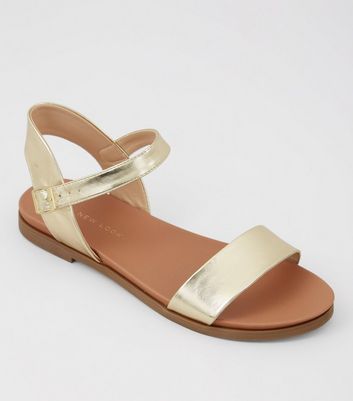 new look wide fit gold sandals