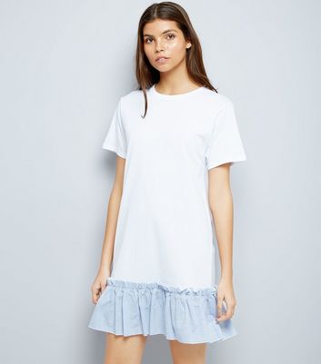 white peplum hem dress
