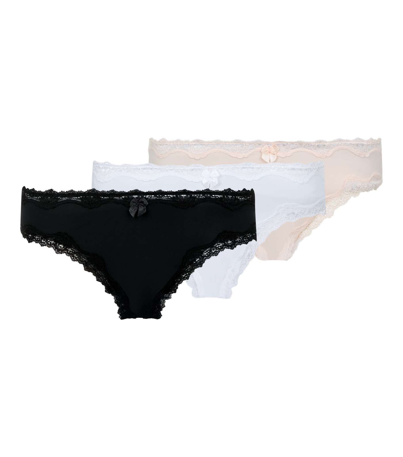 3 Pack Black White and Nude Pink Brazilian Briefs Image 2