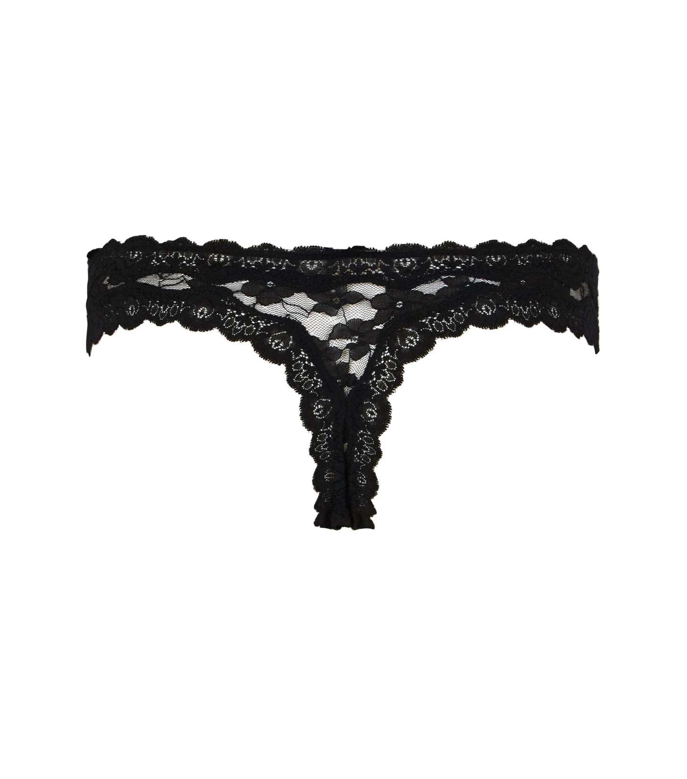 Black Lace Trim Thong Image 5