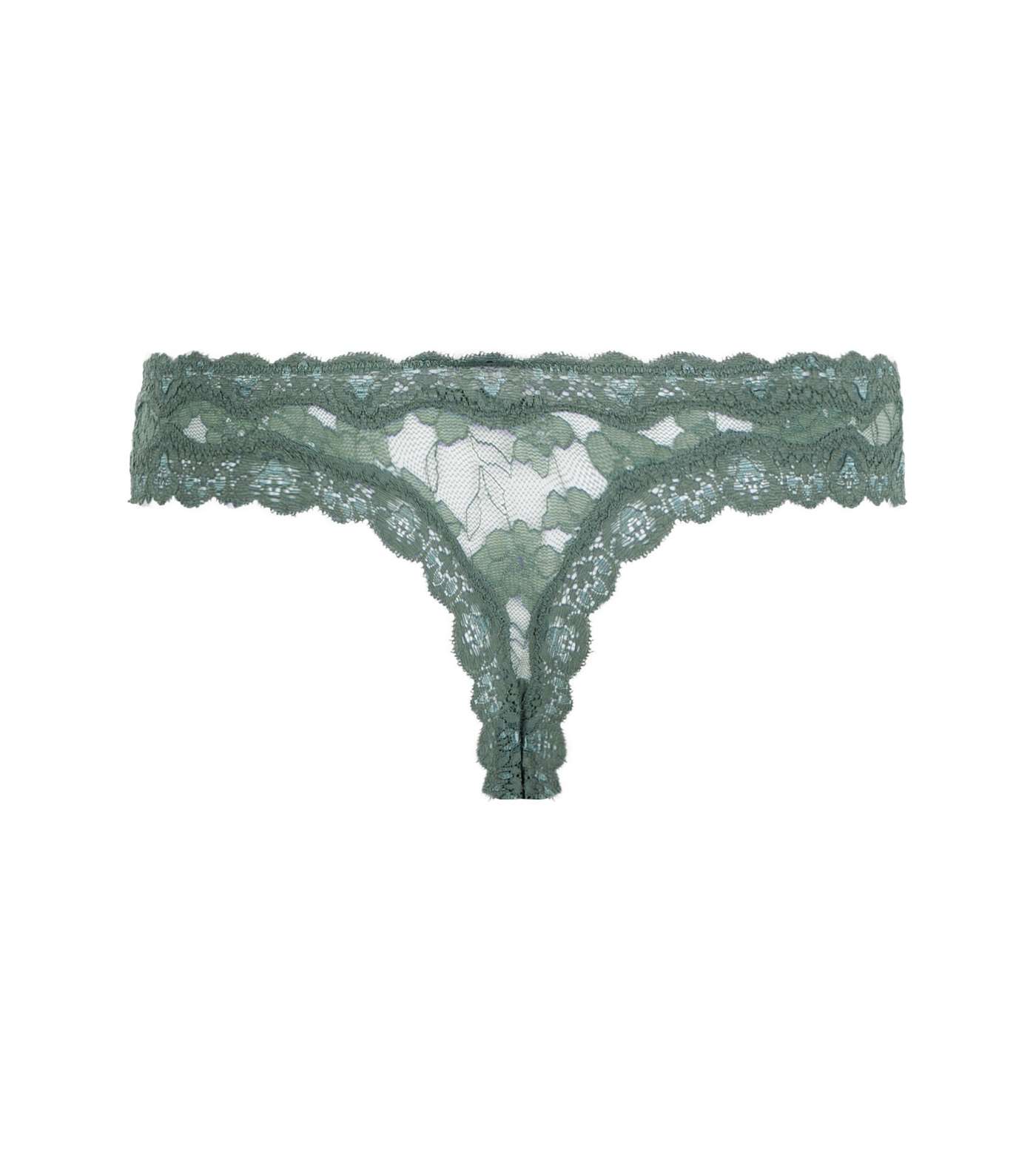Green Lace Trim Thong  Image 3