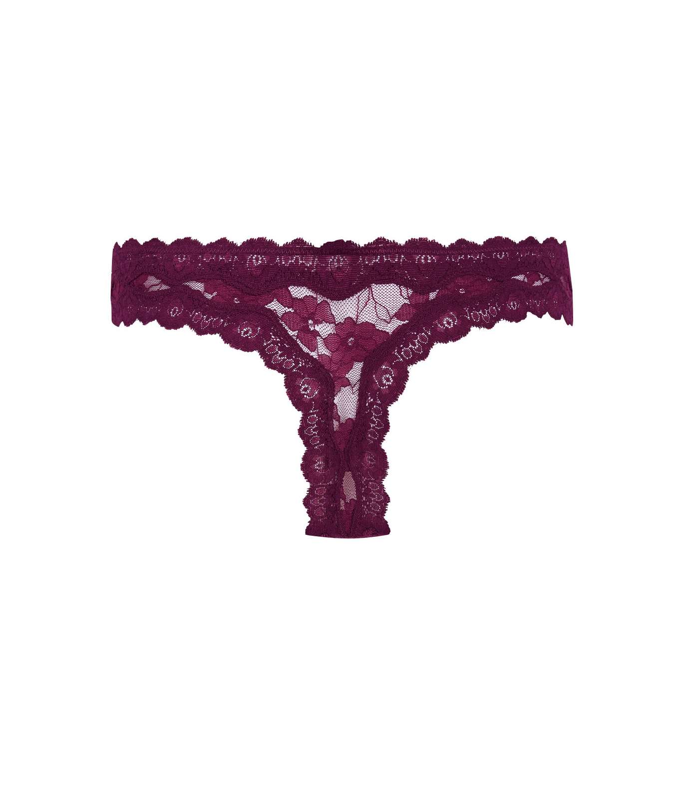 Dark Purple Floral Lace Thong  Image 5
