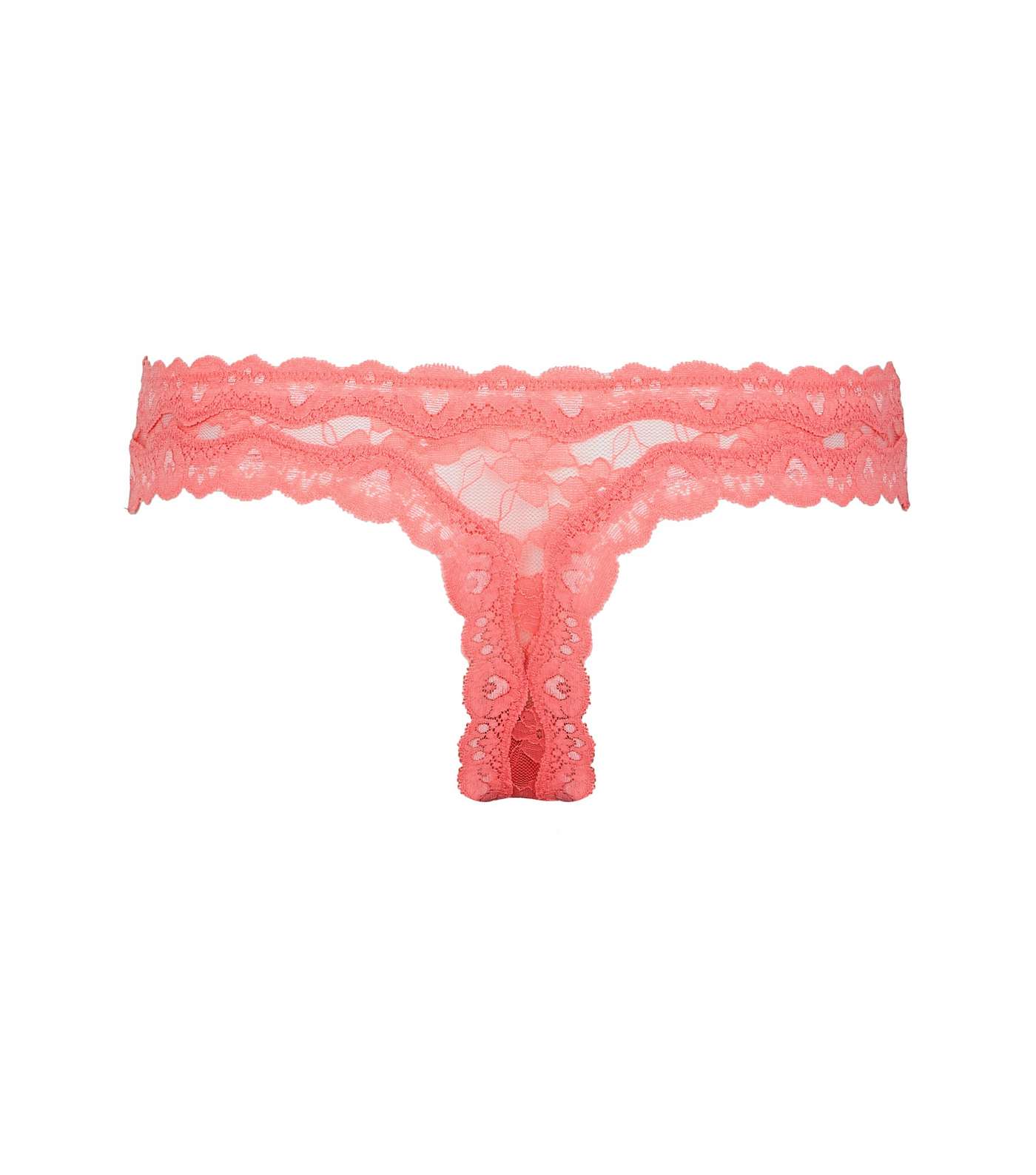 Mid Pink Floral Lace Thong Image 4