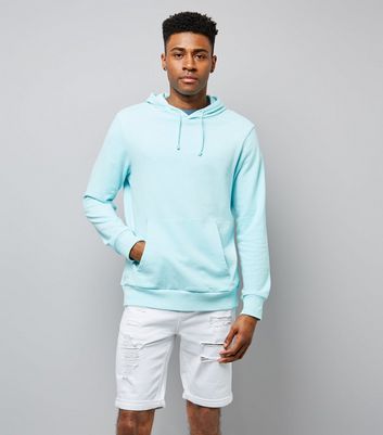 Mint Green Washed Pocket Front Hoodie New Look