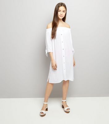 white bardot beach dress