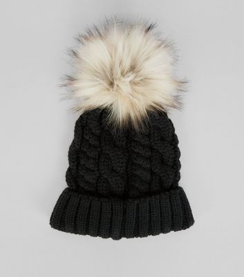 black hat with bobble
