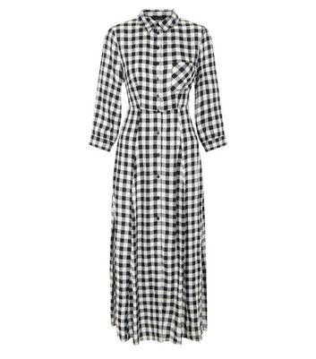 black and white gingham shirt dress