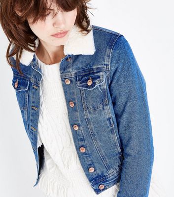 new look borg denim jacket