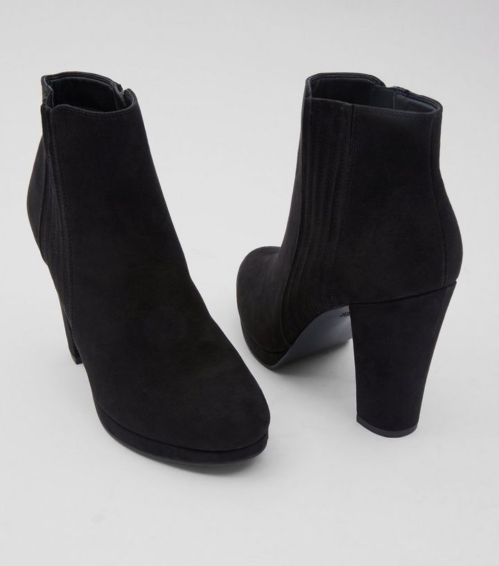 Black Comfort Suedette Platform Chelsea Boots New Look