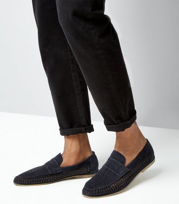 navy woven loafers