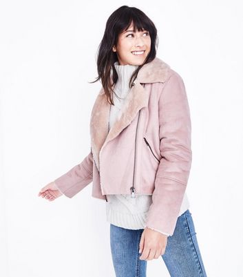 new look shearling biker jacket