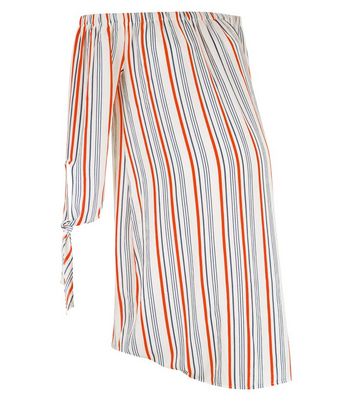 Maternity White Contrast Stripe Bardot Dress New Look